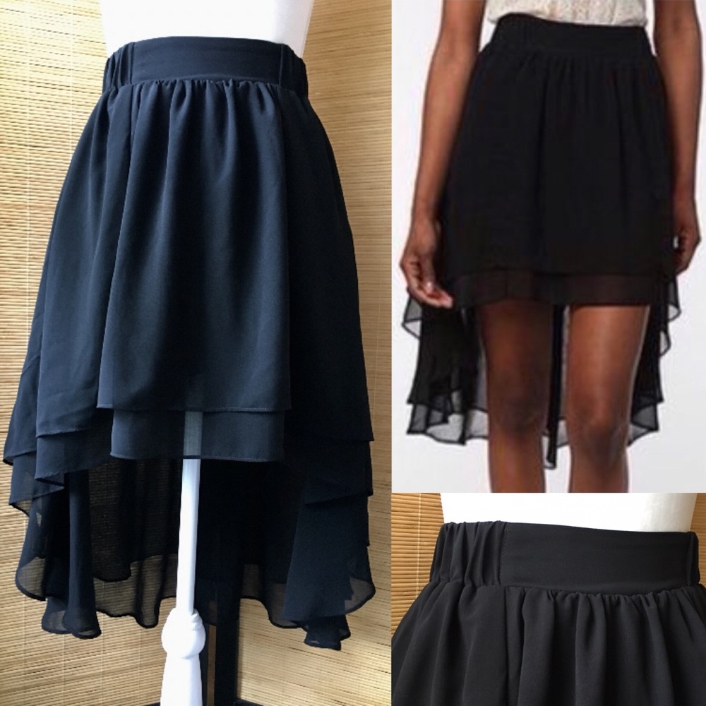 High Low Black Layered Skirt